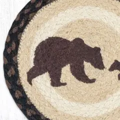 Earth Rugs Happy Bear Cub Round Trivet &ndash; 10" Printed Wildlife Design on Braided Natural Jute