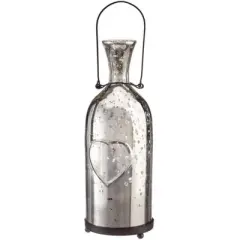 Livevie Champagne Collection Antique Silver Bottle Votive Candle Holders - Handmade Glass for Weddings and Elegant Home Decor (Set of 2)