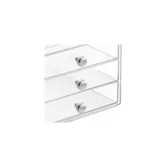 iDESIGN Plastic Slim 3-Drawer Desk Organization Set Clear: Desk Organizer Drawers for Art & Stationery, 7" x 6.5" x 5"