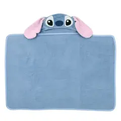 Lambs & Ivy Disney Stitch Luxury Blue Cotton Terry Hooded Baby Bath Towel