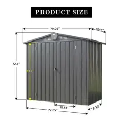 LOVMOR 6x4 FT Outdoor Storage Shed with Sloping Roof Galvanized Steel Frame, for Backyard Lawn or Patio of Bikes, Grills, Supplies, Tools, Toys