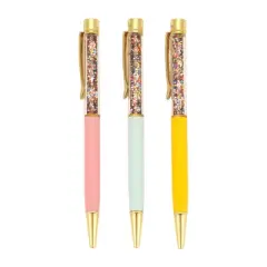 Packed Party Celebrate Everyday Pretty Confetti Pen Set; Fun Fancy and Colorful Ball Point Pen Pack for Journal Writing or Cute Planners; Great for