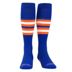 PEAR SOX Striped OTC Baseball, Softball, Football Socks (F) Royal Blue, Orange, White