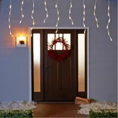 GE Energy Smart 150-Count Constant White Faceted LED Plug-In Icicle Lights