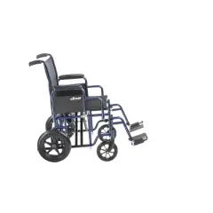 Drive Medical Bariatric Heavy-Duty Transport Wheelchair - 22&Prime; Seat, Swing-Away Footrest - Blue