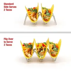 2 Lb Depot Premium Stainless Steel Stackable Taco Holders - Holds 2-5 Hard or Soft Tacos, Five Styles Available - Set of 2