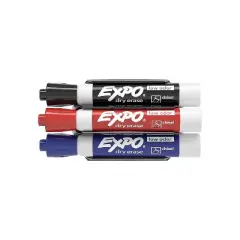 EXPO Magnetic Clip Eraser w/3 Markers Chisel Black/Blue/Red 1 Set 81503