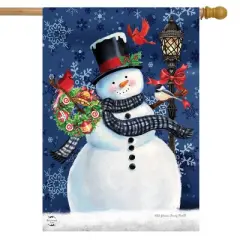 Briarwood Lane House Flag 40x28 For Outdoor Snowman Holiday Cheer Christmas For Christmas House Flag