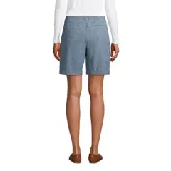 Lands' End Women's Mid Rise Elastic Waist Pull On 10" Knockabout Chino Bermuda Shorts