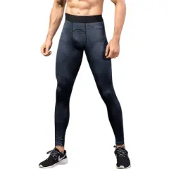 Anna-Kaci Active Men's High Performance Compression Leggings Full-Length with Honeycomb Texture and Elastic Waistband