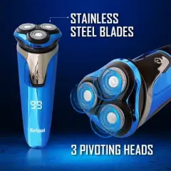 Barbasol LCD Display Wet and Dry 3 Head Rechargeable Rotary Shaver with Pop Up Trimmer - 2ct