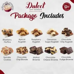 Dulcet Gift Baskets Rugelah, Brownies and Cookies Gift Baskets Gourmet Get Well Soon Food Gift Baskets for Women, Friends, Daughter, Sister, and Mom