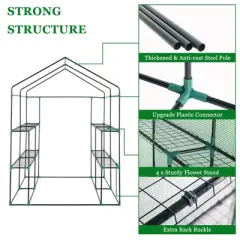 Walk-in Greenhouse for Outdoors, 58"x58"x75" Plant House with 8-Tier Grid Shelves for Seed Starting & Potted Plants