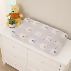 NoJo Disney Winnie the Pooh Hugs and Honeycombs Grey and White Plaid with Piglet, Tigger and Eeyore Contoured Changing Pad Cover