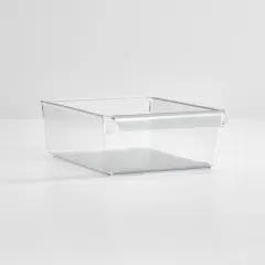 mDesign Fridge Storage Tray with Handle - Set of 4 - Clear