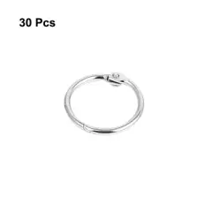 Unique Bargains Metal Hinged Book Memo Binder Loose Leaf Ring Silver Tone 30 Pcs 0.8" Inner Dia