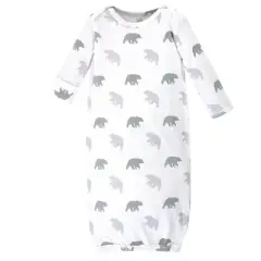Touched by Nature Baby Boy Organic Cotton Long-Sleeve Gowns 3pk, Bear