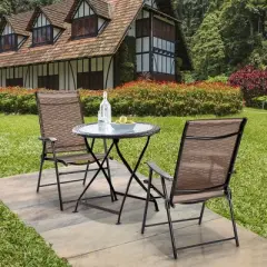 Costway 4PCS Outdoor Patio Folding Chair Camping Portable Lawn Garden W/Armrest