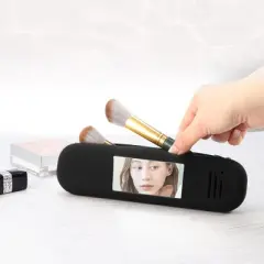 Unique Bargains Travel Silicone Makeup Brush Bag with Mirror