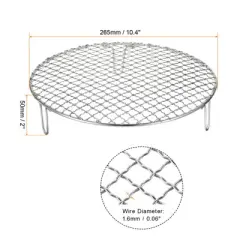 Unique Bargains Stainless Steel Barbecue Grill Net Round Cooling Rack Silver