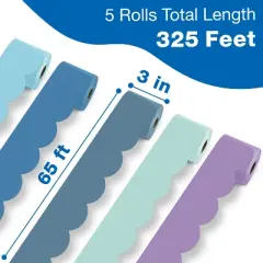 Carson Dellosa Education 65' Boho Blues 5 Pack Rolled Bulletin Board Border Set (5 rolled borders)