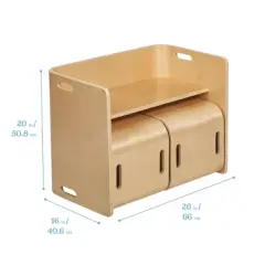 ECR4Kids Bentwood Multipurpose Table and Chair Set, Kids Furniture, Natural, 3-Piece