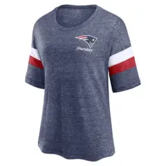 NFL New England Patriots Women's Weak Side Blitz Marled Left Chest Short Sleeve T-Shirt