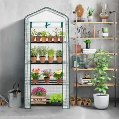SEVOBAL Greenhouse Mini 4 Tier Green Houses Rolling Door Full Plant Grow Early Spring Seed Germination Indoor Growing Outdoor, White, 72"*48.5"*8.5"