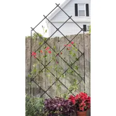 Achla Designs 95" Traditional Freestanding Lattice Iron Garden Trellis Graphite Powder Coat Finish
