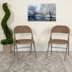 Emma and Oliver 2 Pack Home & Office Portable Vinyl Folding Metal Event Chair
