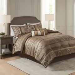 7pc Mirage Polyester Jacquard Comforter Bedding Set