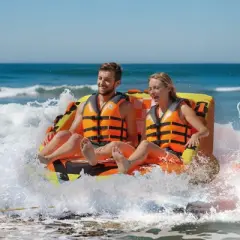 VEVOR Towable Tube for Boating, 1-2 Riders Inflatable Towable Tubes with Deck Seats and Backrest, 340 lbs Water Sport Tube