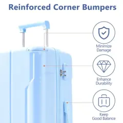 Gulches 3-Piece Hardshell Luggage Set: Lightweight ABS Suitcases with Double Spinner Wheels, Telescopic Handle & Corner Protectors