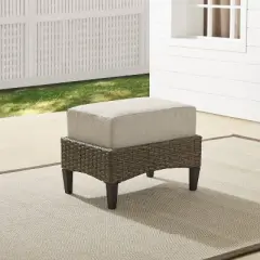 Rockport Outdoor Ottoman - Oatmeal/Light Brown - Crosley