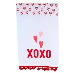 Ganz 28.0 Inch Heart Tea Towels Valentine Hand Towel Set , Valentine's Day Love Xoxo (2PC)