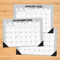 Willow Creek Press Pinstripe Academic July 2025 - June 2026 17"x12" Small Monthly Deskpad Calendar