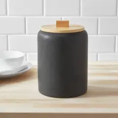 Large Stoneware Tilley Food Storage Canister with Wood Lid Black - Threshold&trade;