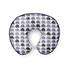 Bacati - 3 pc Elephants Blue Navy Gray Hugster Feeding & Infant Support Nursing Pillow with 2 removable zippered covers