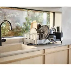 Joseph Joseph 7.25" Extend Steel Max Expanding Dish Rack: Gray Polypropylene Drying Mat, Hand Wash, 2-Year Warranty