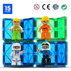 3 inch, Playmags Magnetic Figures Community Set of 15 Pieces