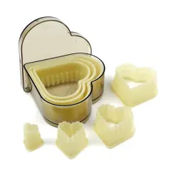 O'Creme Heat Resistant Cutters, Fluted Heart, Plastic, 7-Piece Set