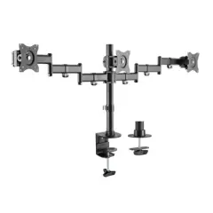 Triple Monitor Desk Mount TV Stand for TVs up to 27" Black - Rocelco