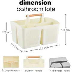 Aoibox Portable Shower Caddy Basket with Compartments, Plastic Divided Cleaning Organizer Storage Tote with Handle for Bathroom,College,Dorm Essential