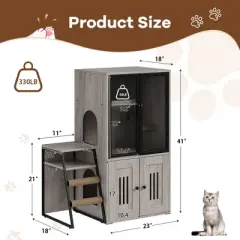 Cat Litter Box Enclosure for 2 Cats and Doors,Double Cat House with Storage Space