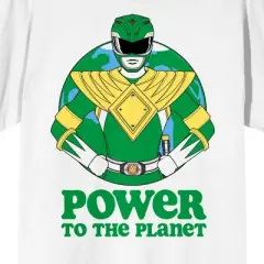 Power Rangers Green Ranger Power To The Planet Men's White T-shirt