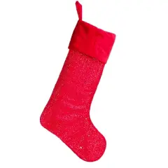 Red and Silver Christmas Stocking &ndash; Soft Plush Fabric &ndash; Handmade in Minnesota by MerryStockings