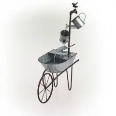 36" Metal Watering Can Wheelbarrow Fountain - Alpine Corporation