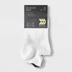 Women's 3pk Mesh Striped No Show Tab Socks - All In Motion&trade; White/Light Gray/Dark Gray 4-10: Arch Support, Cushioned