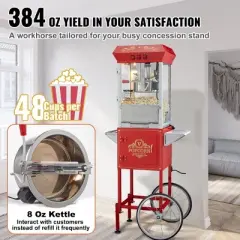 INFURNIC Popcorn Poppers Popcorn Machine with Cart 8 Oz Capacity 850W High Output for Parties and Events, Red, 30.3"*15.34"*17.9"