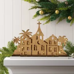 9.3" Christmas Lit Houses and Mountains Scene Decor - Wondershop&trade;